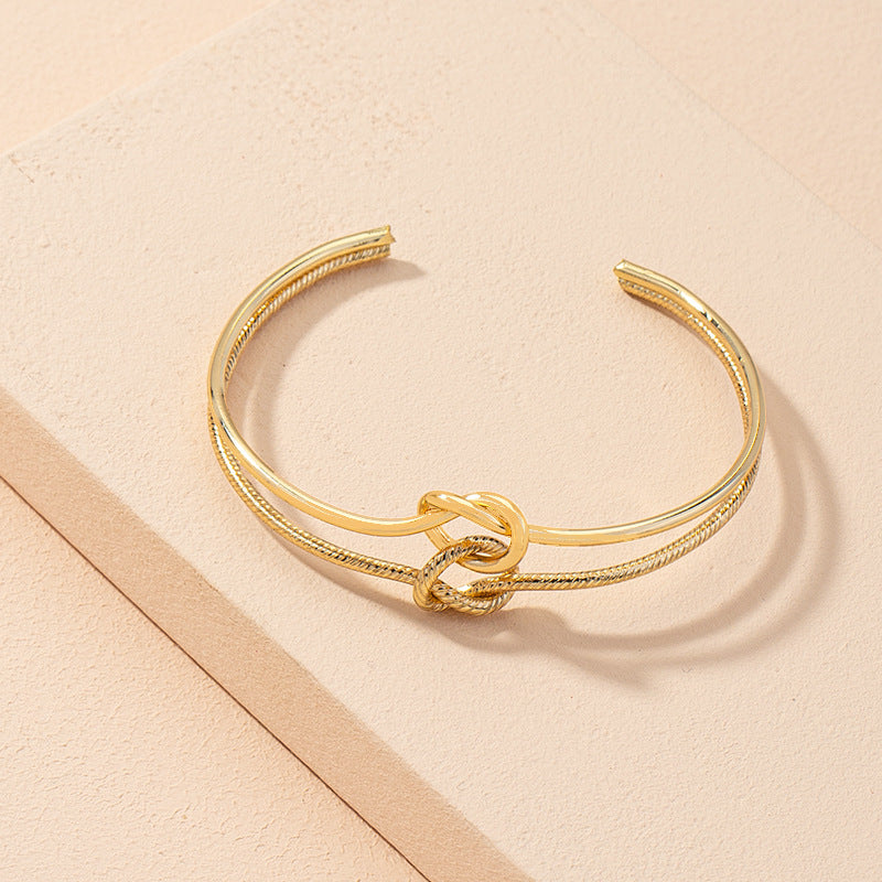Double Ring Buckle Open Bracelet For Women