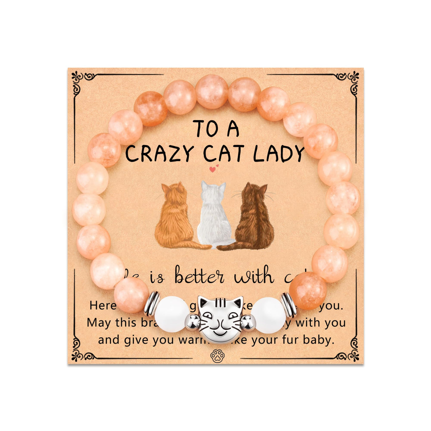 Nature Stone Bracelet Crazy Cat Lady Gifts
