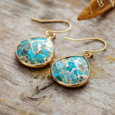 Clychau Carreg Turquesa Naturiol Stil Boho Cynnar