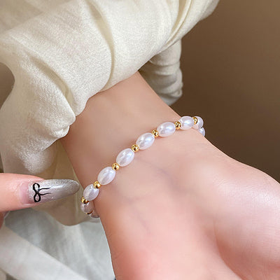 Retro Round Bead Pearl  Bracelet