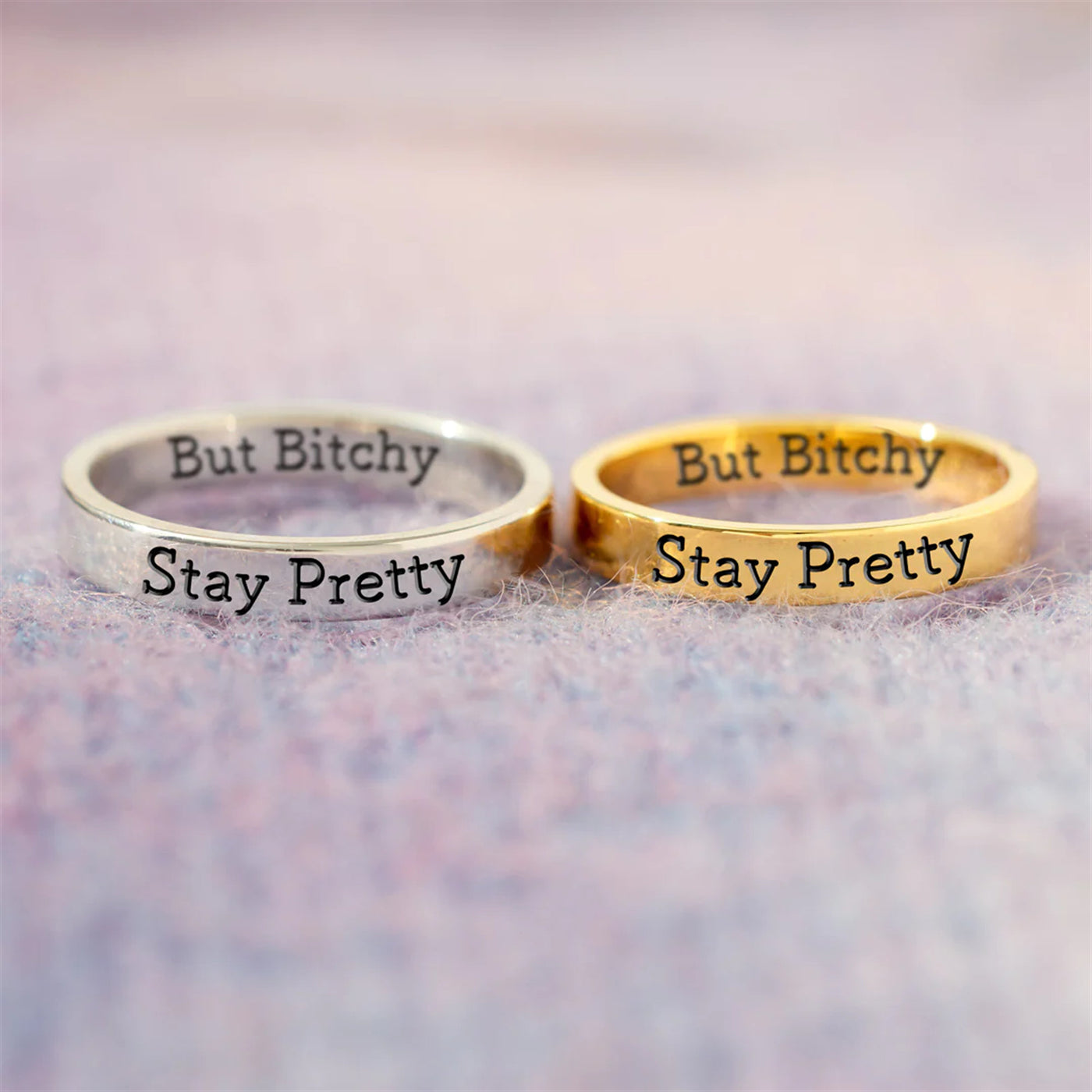 Stay Pretty But Bitchy Mantra Ring