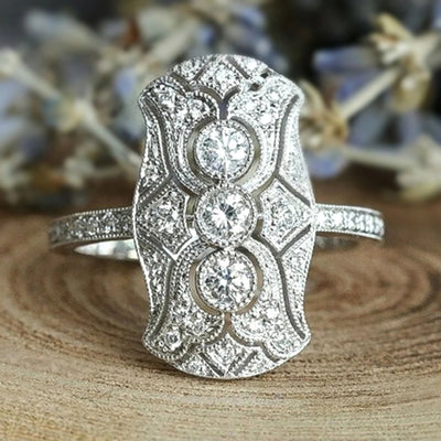 Retro Hollow Rectangular Ring
