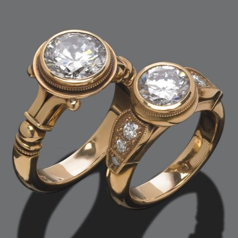 Set Cylch Zirconia Cariad Aur Cynnar
