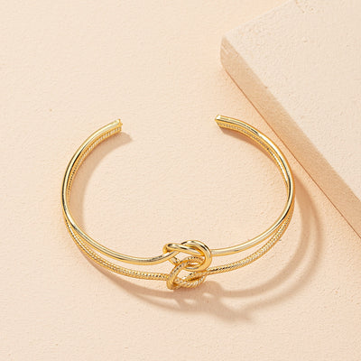 Double Ring Buckle Open Bracelet For Women