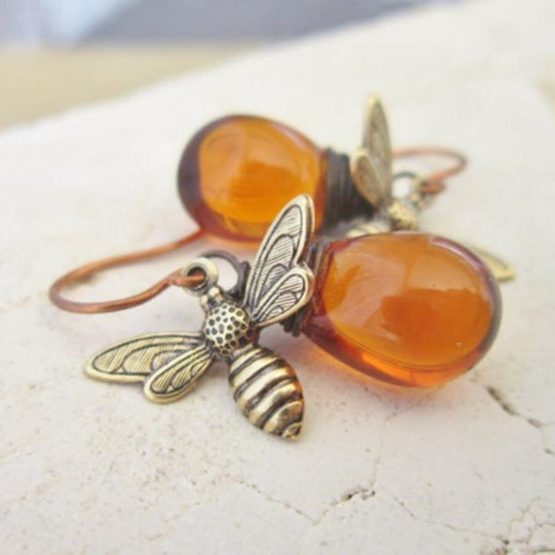 Cerdynau Carreg Naturiol Vintage Bee