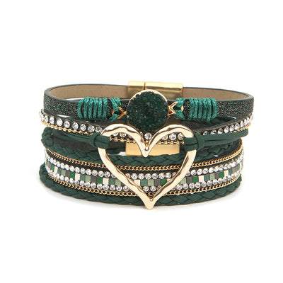 Multi-layer  Heart Leather Bracelet