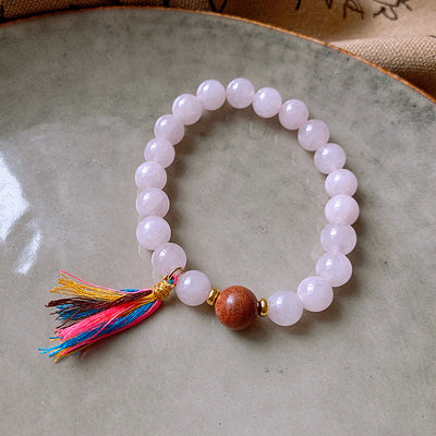 Wooden Bead Geometric Tassel  Bracelet