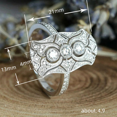 Retro Hollow Rectangular Ring