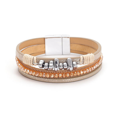 Leather Magnetic Buckle Closed Bracelet