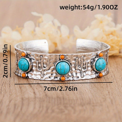 Cactus Turquoise Open Bracelet