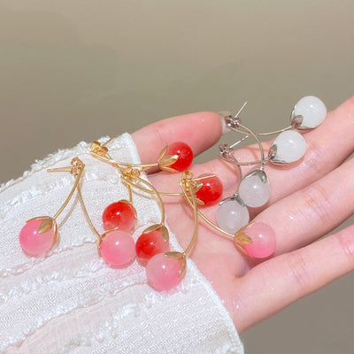 White Powder Cherry Women's Earrings