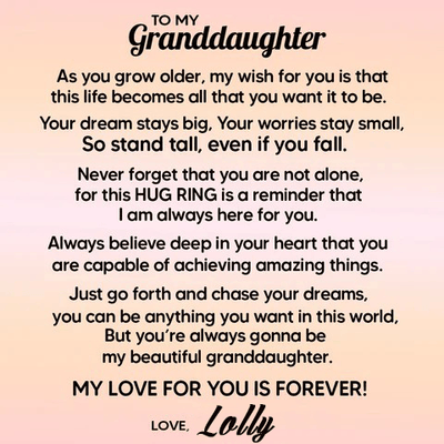 To Granddaughter -925 Sterling Silver Hug Ring (Adjustable - One Size Fits All)
