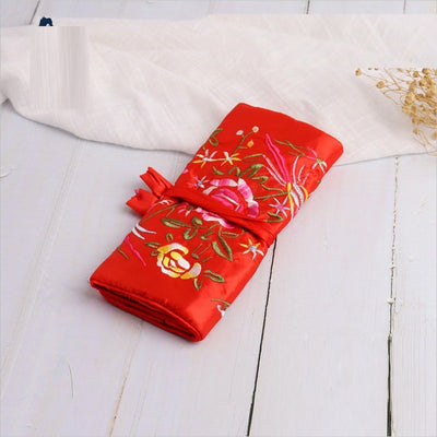Handmade Embroidered Silk Jewelry Bag
