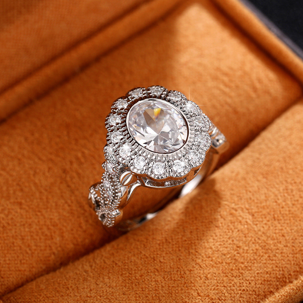 Full Diamond Round Diamond Zircon Ring