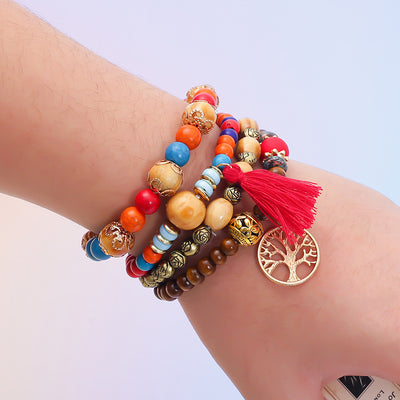 Multi-layer Wooden Bead Bead Bracelet