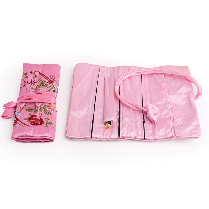 Handmade Embroidered Silk Jewelry Bag