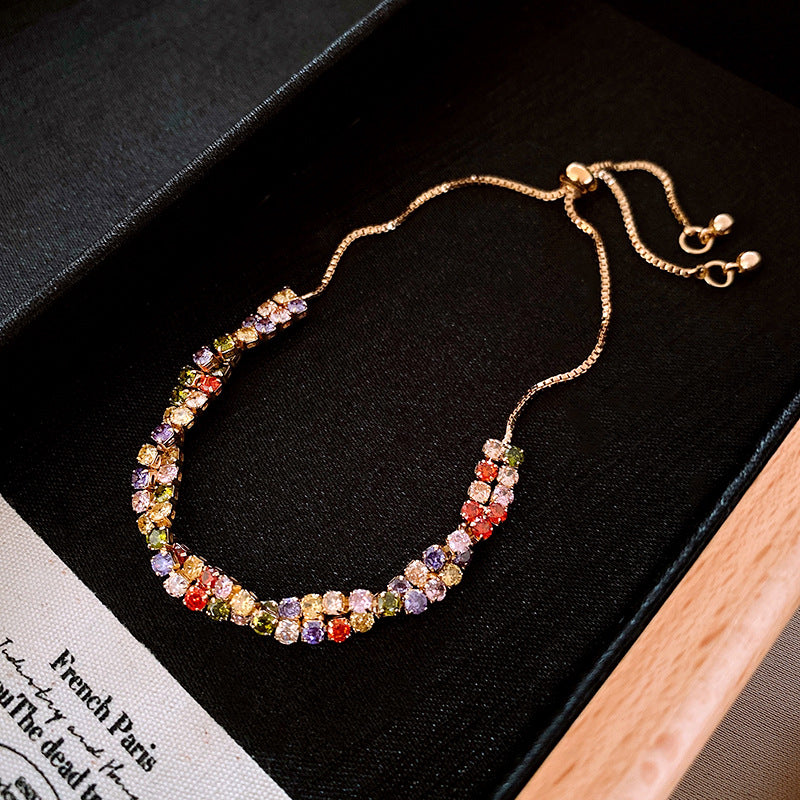 Colorful Cross Twisted Zircon Pullable Bracelet