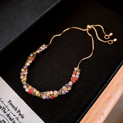 Colorful Cross Twisted Zircon Pullable Bracelet