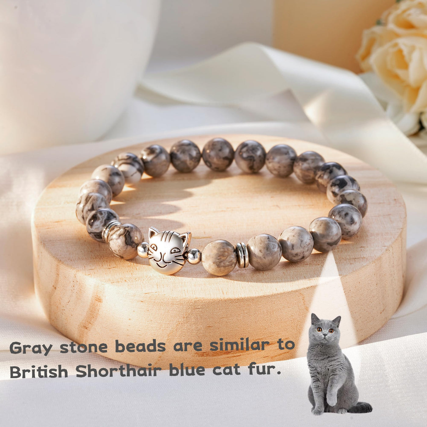 Nature Stone Bracelet Crazy Cat Lady Gifts