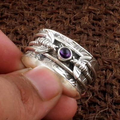 🔥Last Day 49% OFF🎁Bee Purple Gemstone Meditation Ring