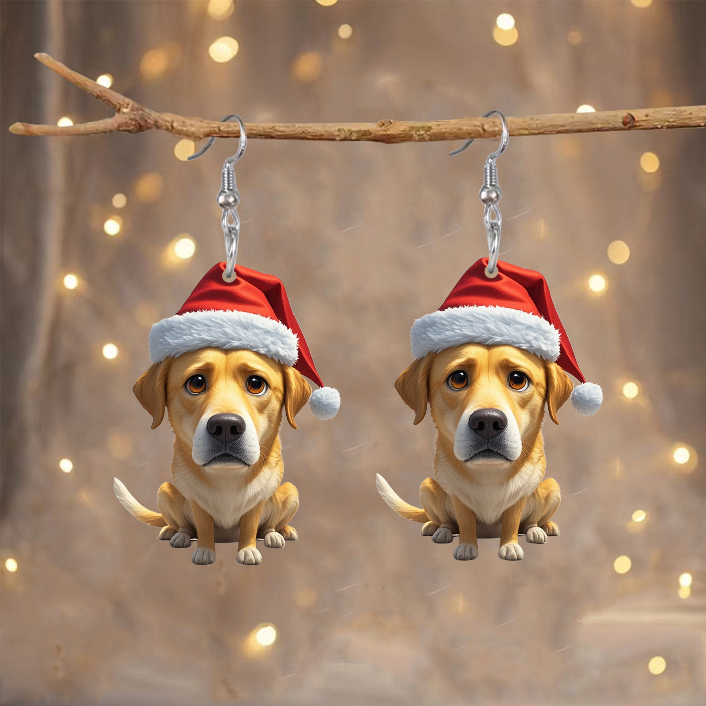 Christmas Cute Mini Red Hat Dog Earrings