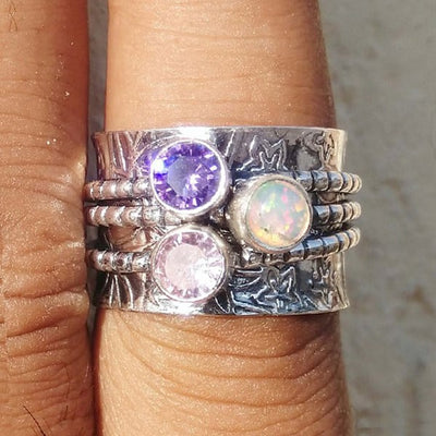 🔥🔥Last Day 49% OFF🎁Bohemian Gemstone Meditation Spinner Ring