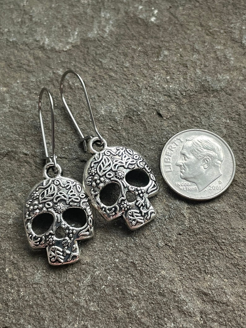 Vintage Silver Skull Earrings