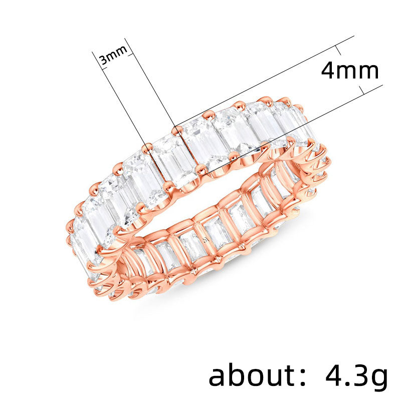 Moissanite Wedding Band Emerald Cut Ring Stacking Ring