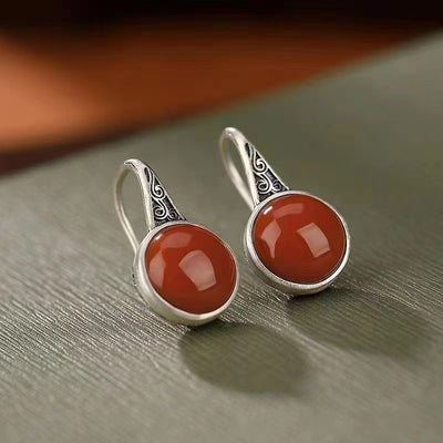 Red Agate Retro Earrings
