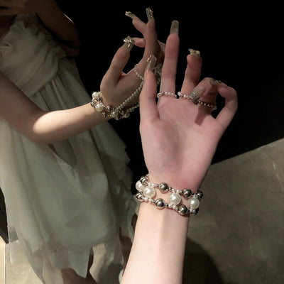 Woven Pearl Bracelet Ring Integrated