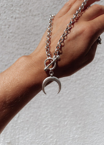 Crescent T Bar Chain Necklace