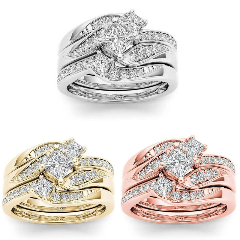 Tri Color Wave Diamond Ring
