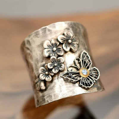 🔥Last Day 49% OFF🎁Bee Flower Butterfly Wide Band Ring