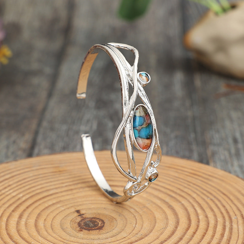 Drip Glue Alloy Open Bracelet