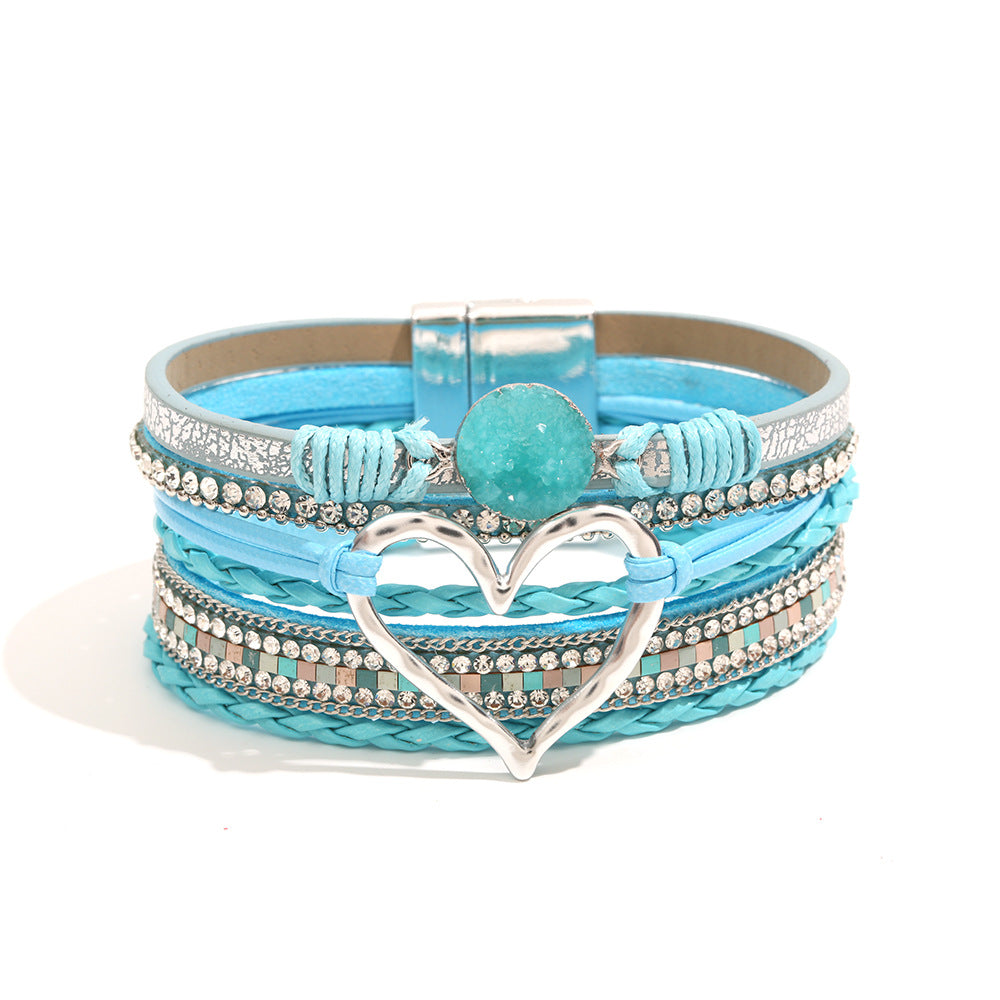 Multi-layer  Heart Leather Bracelet