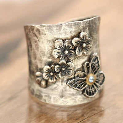 🔥Last Day 49% OFF🎁Bee Flower Butterfly Wide Band Ring