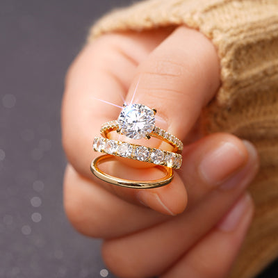 A Three-Piece Set Of Retro And Elegant Zircon Rings Set