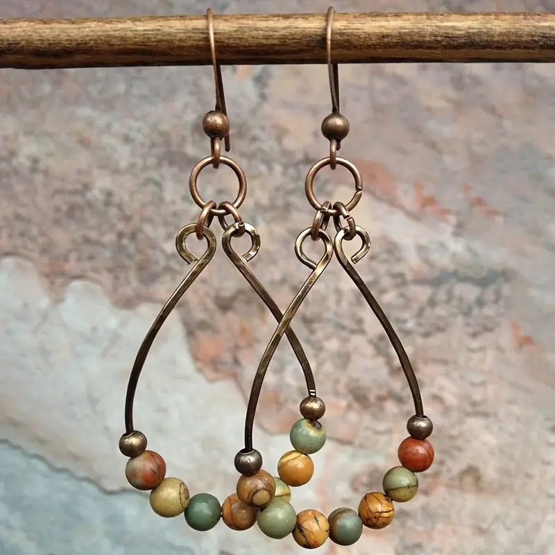 Colorful Natural Stone Droplet Shaped Earrings