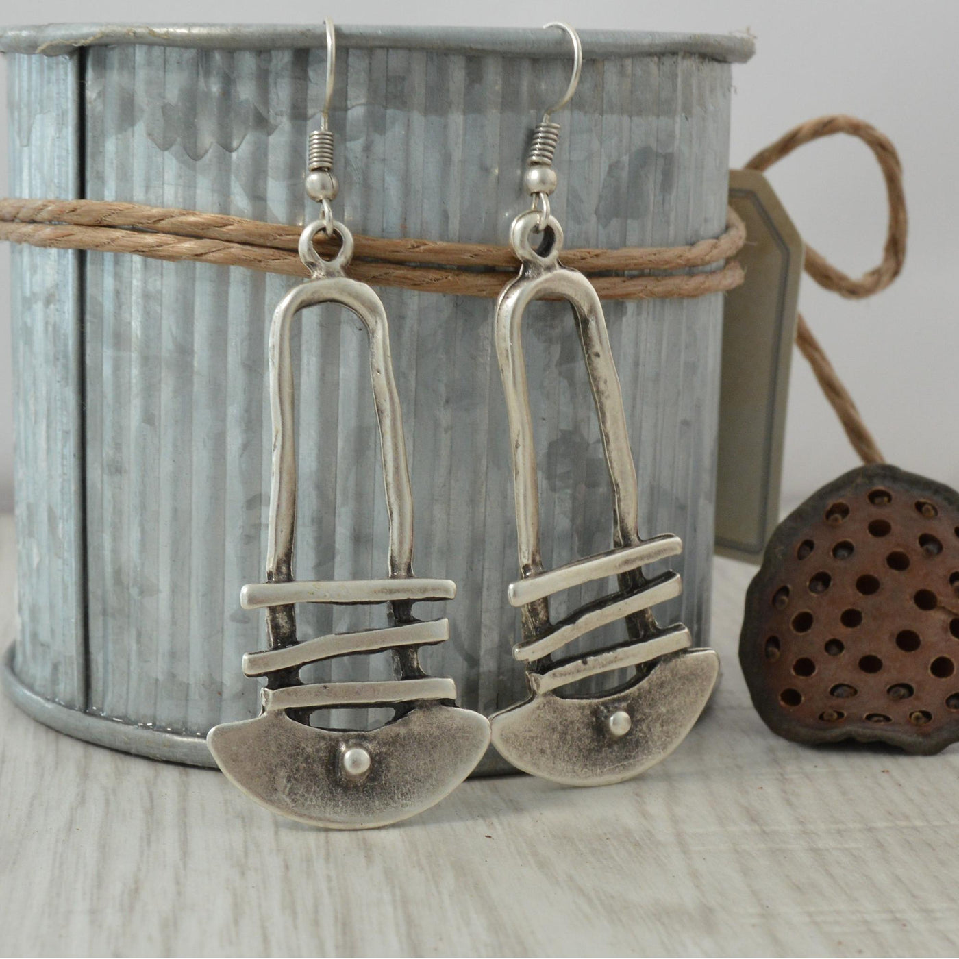 Half Circle Geometric Staircase Earrings