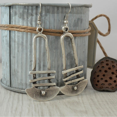Half Circle Geometric Staircase Earrings