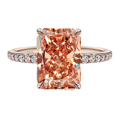 925 Sterling Silver Classic Luxury Rectangle Shiny 5A Transparent Zirconia Ring Ladies Wedding Engagement Jewelry Gift