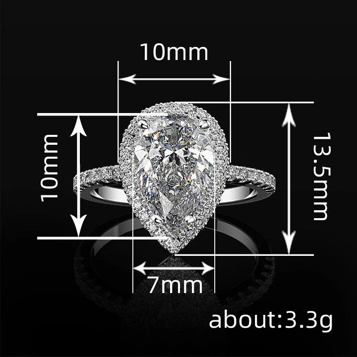 Sparkling Teardrop-Shaped Zircon Wedding Ring