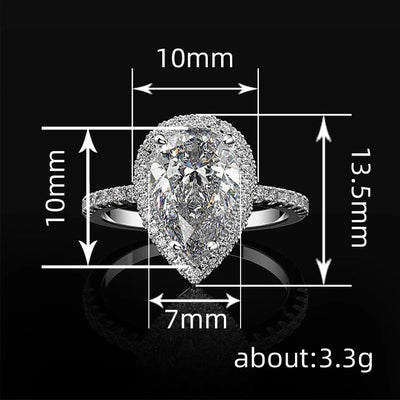 Sparkling Teardrop-Shaped Zircon Wedding Ring