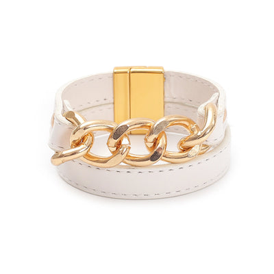 Cuban Chain Leather Bracelet