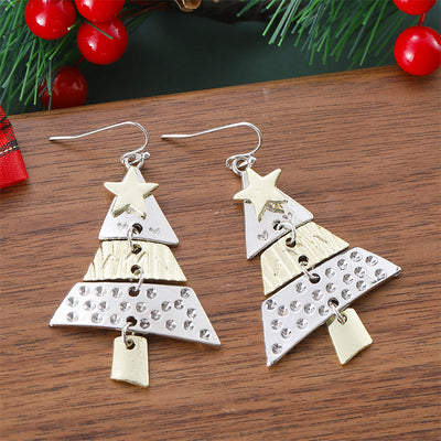 🎄Mixed Metal Christmas Tree Drop Earrings