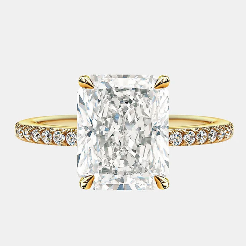 925 Sterling Silver Classic Luxury Rectangle Shiny 5A Transparent Zirconia Ring Ladies Wedding Engagement Jewelry Gift