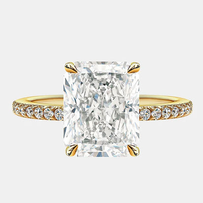 925 Sterling Silver Classic Luxury Rectangle Shiny 5A Transparent Zirconia Ring Ladies Wedding Engagement Jewelry Gift