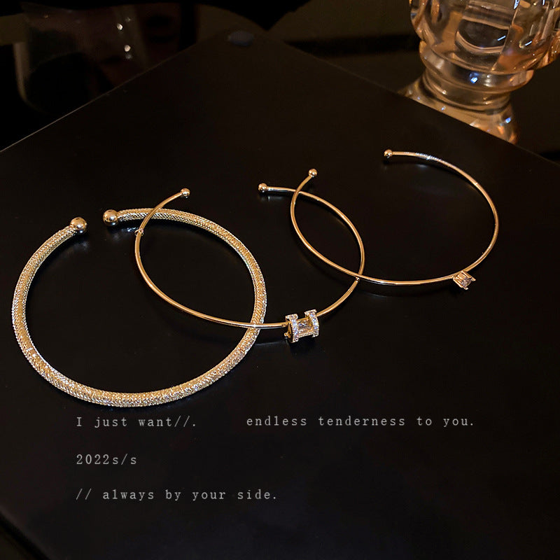 Gold  Zircon Open Bracelet