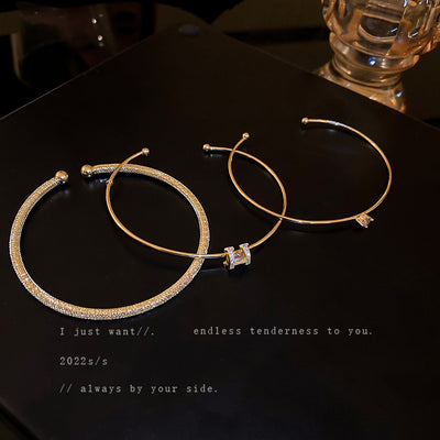 Gold  Zircon Open Bracelet