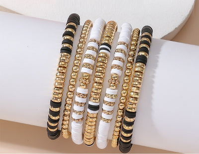 Black Soft Ceramic Letter Bead Handmade Summer Beach Women's Bracelet